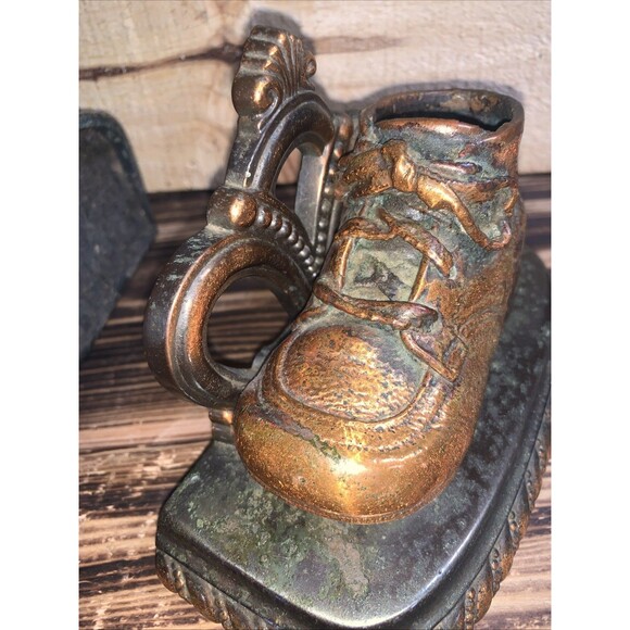 Vintage MCM BRONZE BABY Boots Book Ends - Picture 7 of 10
